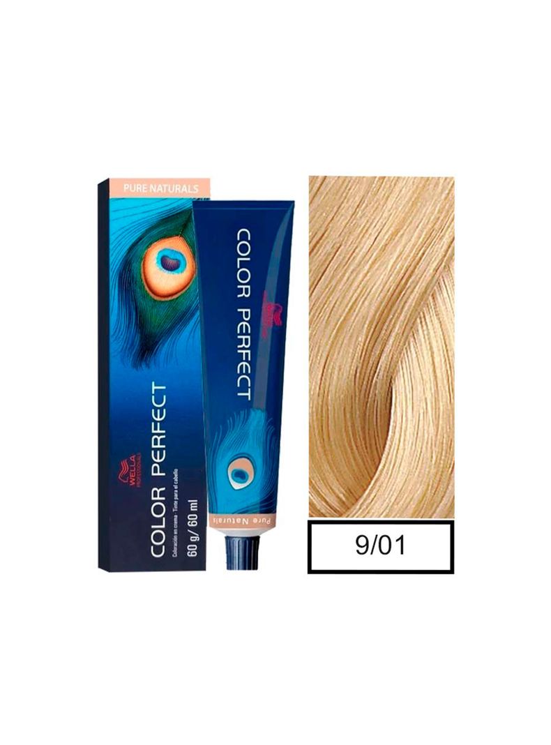 WELLA-tintura permanente color perfect 9/01 rubio extra claro natural ceniza 60gr + oxidante 20vol 60ml-0
