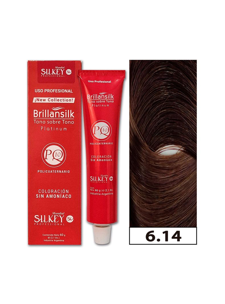BRILLANSILK - Tintura Tono - Tono Sin Amoníaco Silkey 60g  - 6.14 Rubio Oscuro Coffee-0