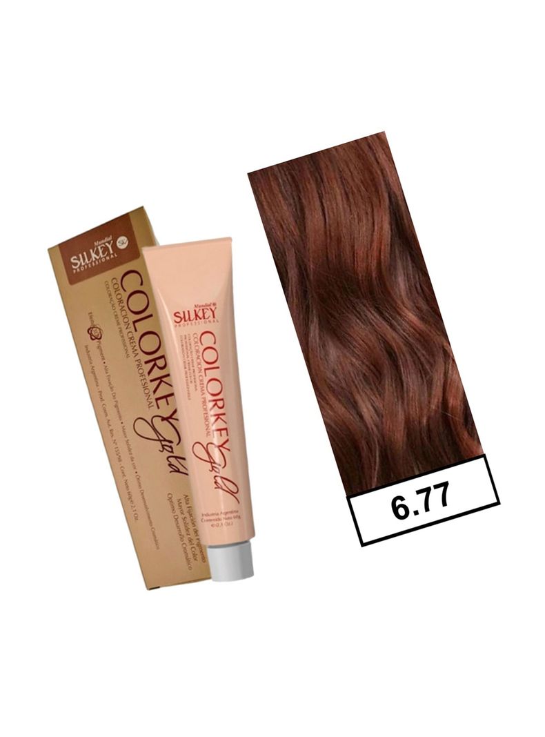 COLORKEY GOLD - Tintura Permanente Efecto 3D Pigment 60gr  - 6.77 Rubio Oscuro Marrón Profundo-1