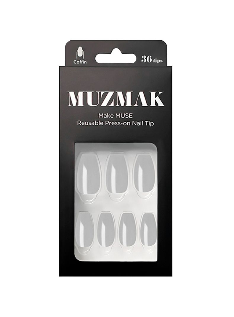 MUZMAK - Uñas Press On Cool Gray Coffin 36 U.-0