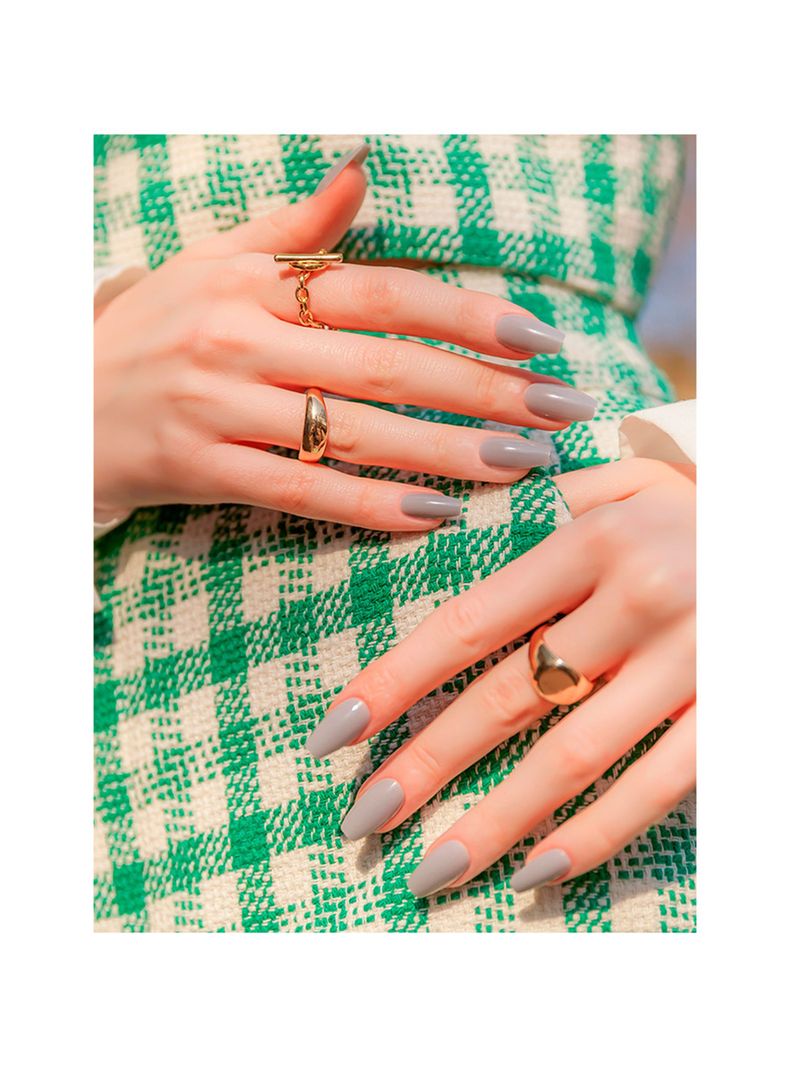 MUZMAK - Uñas Press On Cool Gray Coffin 36 U.-2