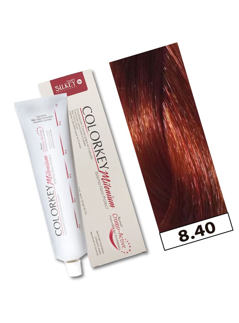 COLORKEY MILENIUM - Tintura Permanente en crema Silkey 120GR  - 8.40 Rubio Claro Cobrizo Intenso-1