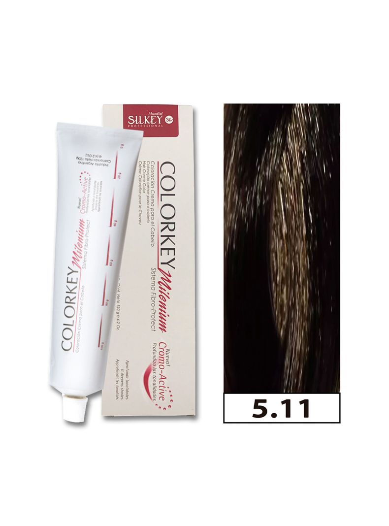 COLORKEY MILENIUM - Tintura Permanente en crema Silkey 120GR  - 5.11 Castaño Claro Ceniza Profundo-0