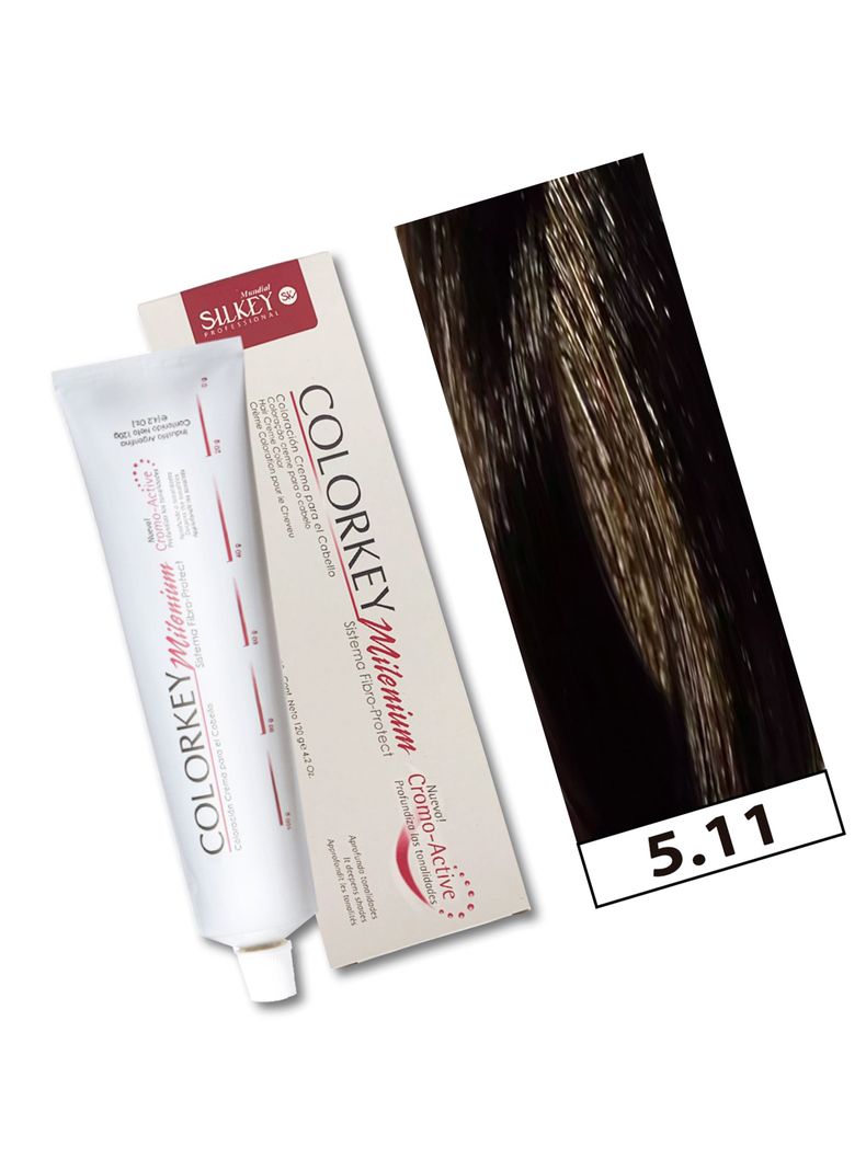 COLORKEY MILENIUM - Tintura Permanente en crema Silkey 120GR  - 5.11 Castaño Claro Ceniza Profundo-1