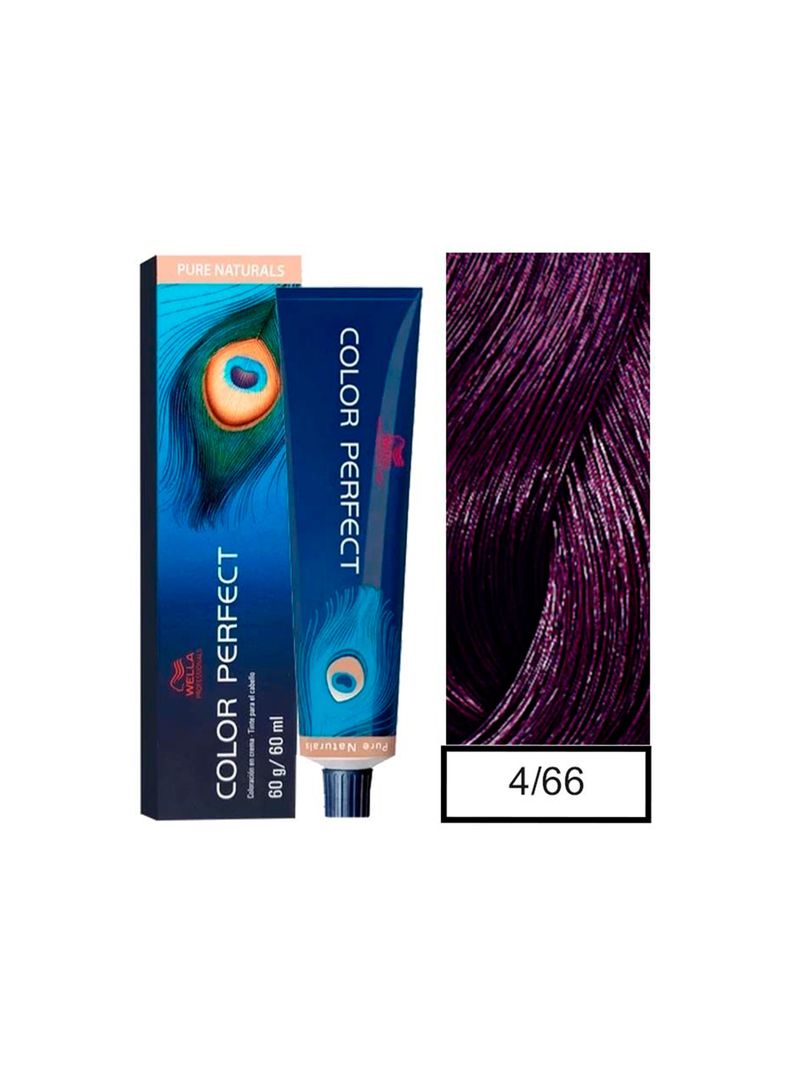 WELLA-tintura permanente color perfect 4/66 castaño mediano violeta intenso 60gr + oxidante 20vol 60ml-0