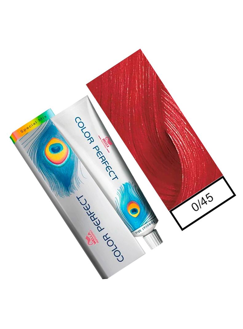WELLA-tintura permanente color perfect special mix 0/45 rojo caoba 60gr + oxidante 20vol 60ml-1