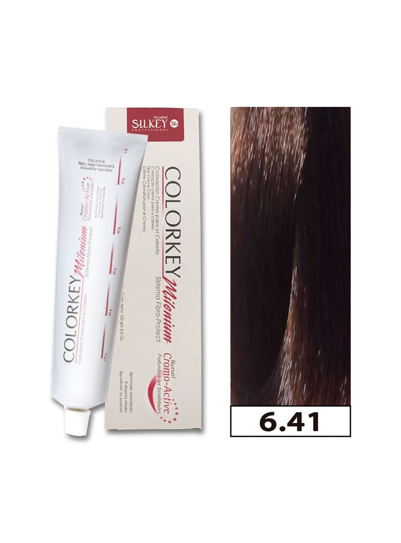 COLORKEY MILENIUM - Tintura Permanente en crema Silkey 120GR  - 6.41 Rubio Oscuro Cobrizo Ceniza-0