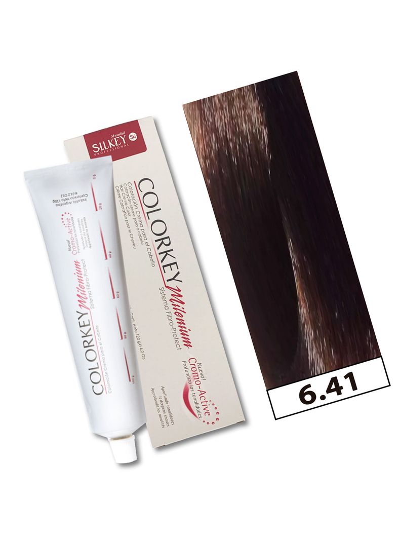 COLORKEY MILENIUM - Tintura Permanente en crema Silkey 120GR  - 6.41 Rubio Oscuro Cobrizo Ceniza-1