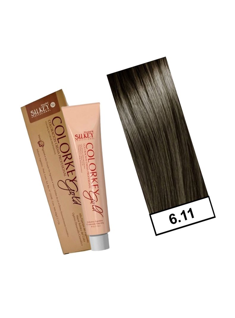 COLORKEY GOLD - Tintura Permanente Efecto 3D Pigment 60gr  - 6.11 Rubio Oscuro Ceniza Profundo-1