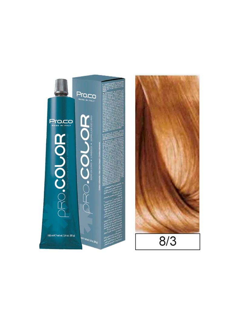 Tintura Permanente Pro.color BBcos  8/3 Rubio Claro Dorado 100ml-0