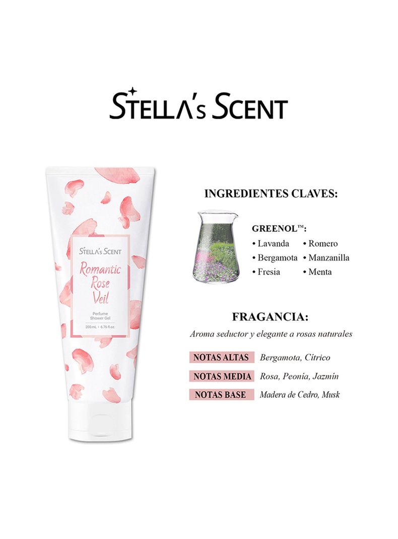 GEL DUCHA CORPORAL ROMANTIC ROSE VEIL 200ML STELLAS SCENT-1