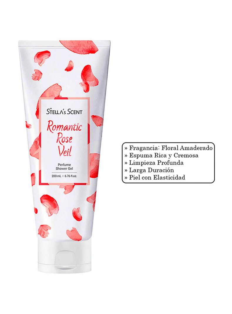 GEL DUCHA CORPORAL ROMANTIC ROSE VEIL 200ML STELLAS SCENT-2