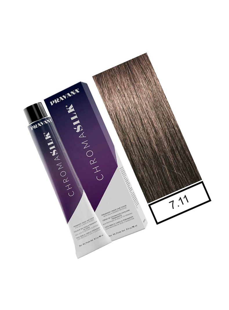 PRAVANA - Tintura Permanente Chromasilk Rubio Cenizo Intenso 7.11 90Ml + Oxidante-1