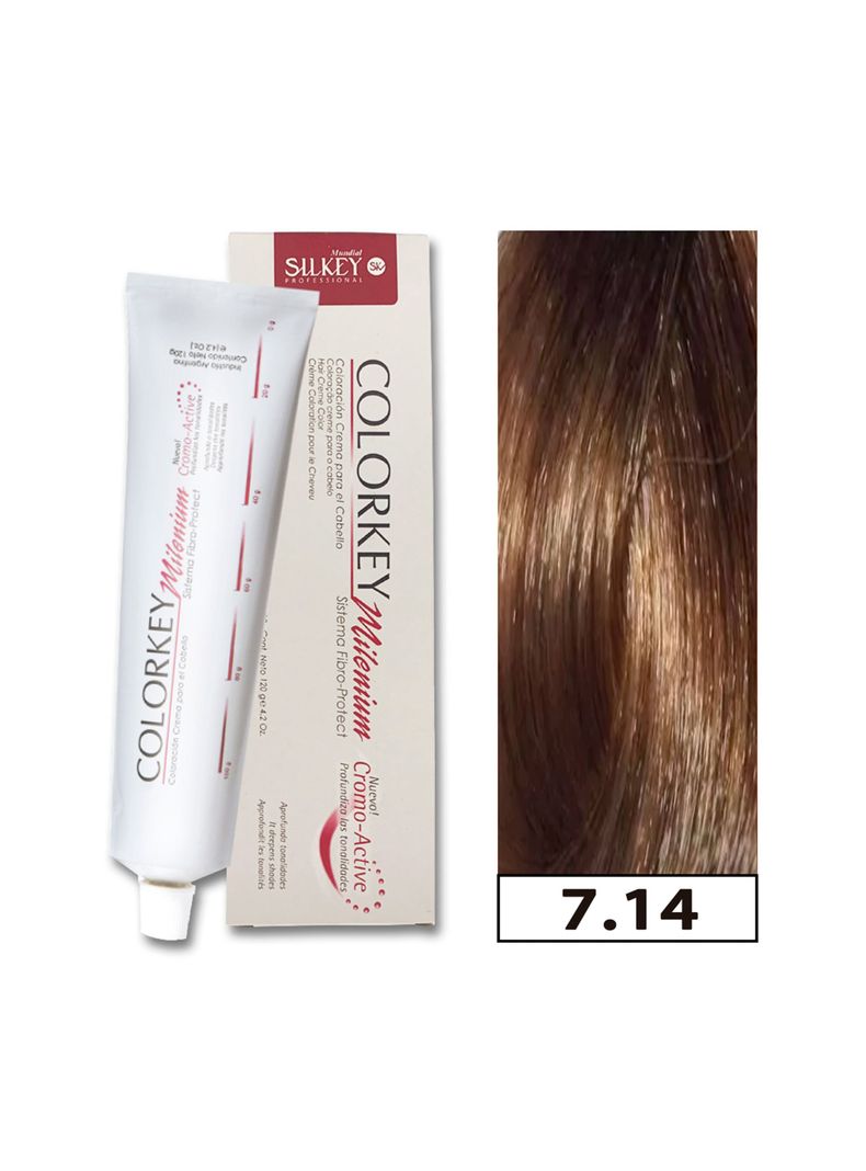COLORKEY MILENIUM - Tintura Permanente en crema Silkey 120GR  - 7.14 Rubio Mediano Coffee-0