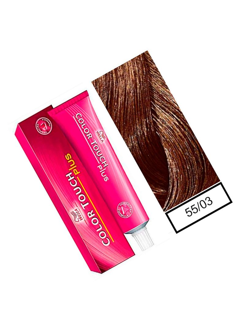 WELLA - Tintura semipermanente Color Touch Plus  55/03 Castaño Claro Intenso natural Dorado 60 ml + Peróxido en crema de 1,9%-1