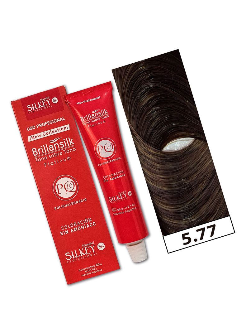 BRILLANSILK - Tintura Tono - Tono Sin Amoníaco Silkey 60g  - 5.77 Castaño Claro Marron Profundo-1