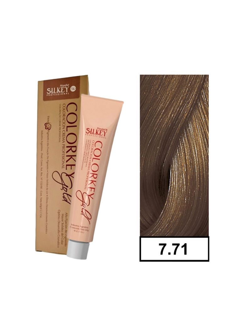 COLORKEY GOLD - Tintura Permanente Efecto 3D Pigment 60gr  - 7.71 Rubio Mediano Marrón Ceniza-0