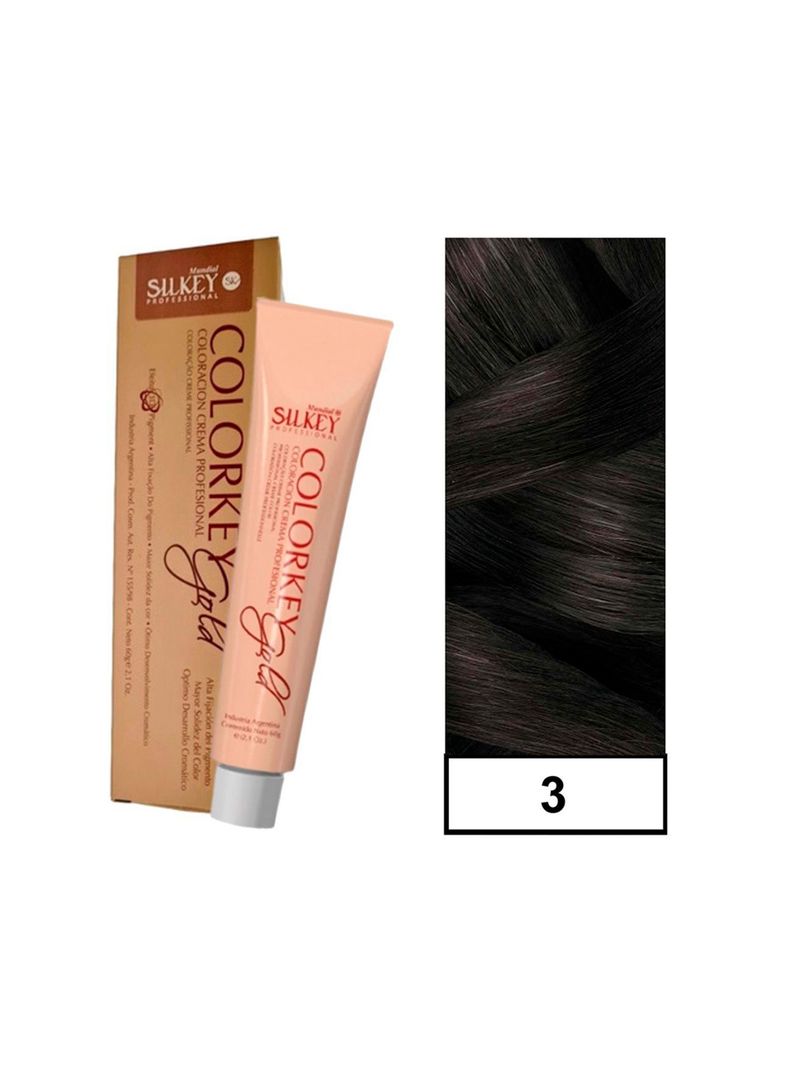 COLORKEY GOLD - Tintura Permanente Efecto 3D Pigment 60gr  - 3 Castaño Oscuro Natural-0