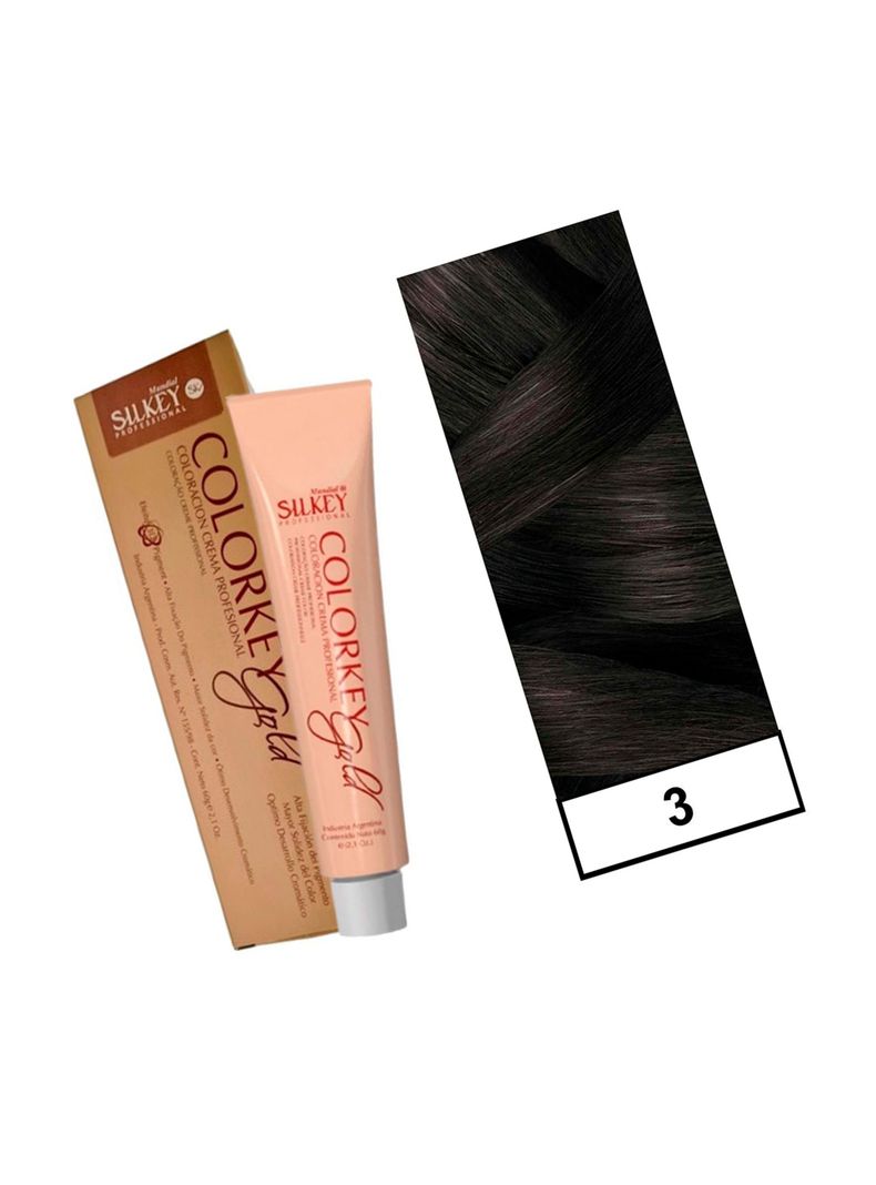 COLORKEY GOLD - Tintura Permanente Efecto 3D Pigment 60gr  - 3 Castaño Oscuro Natural-1