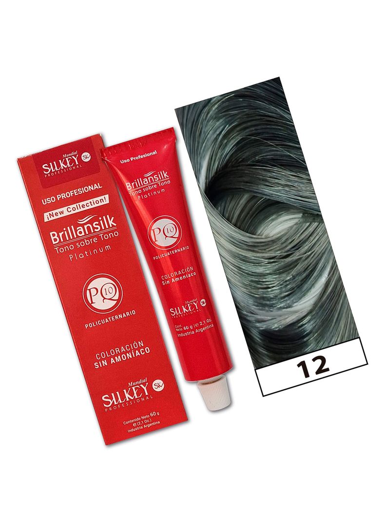 BRILLANSILK - Tintura Tono - Tono Sin Amoníaco Silkey 60g  - 12 Gris Plata-1