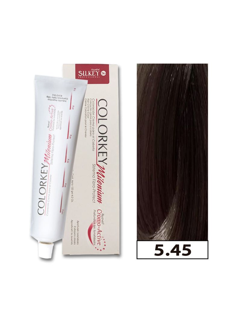 COLORKEY MILENIUM - Tintura Permanente en crema Silkey 120GR  - 5.45 Castaño Claro Cobrizo Caboba-0