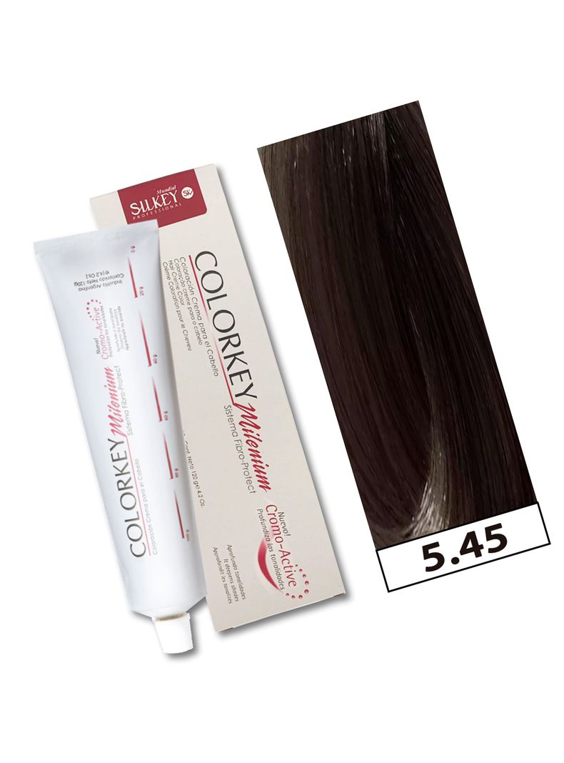 COLORKEY MILENIUM - Tintura Permanente en crema Silkey 120GR  - 5.45 Castaño Claro Cobrizo Caboba-1