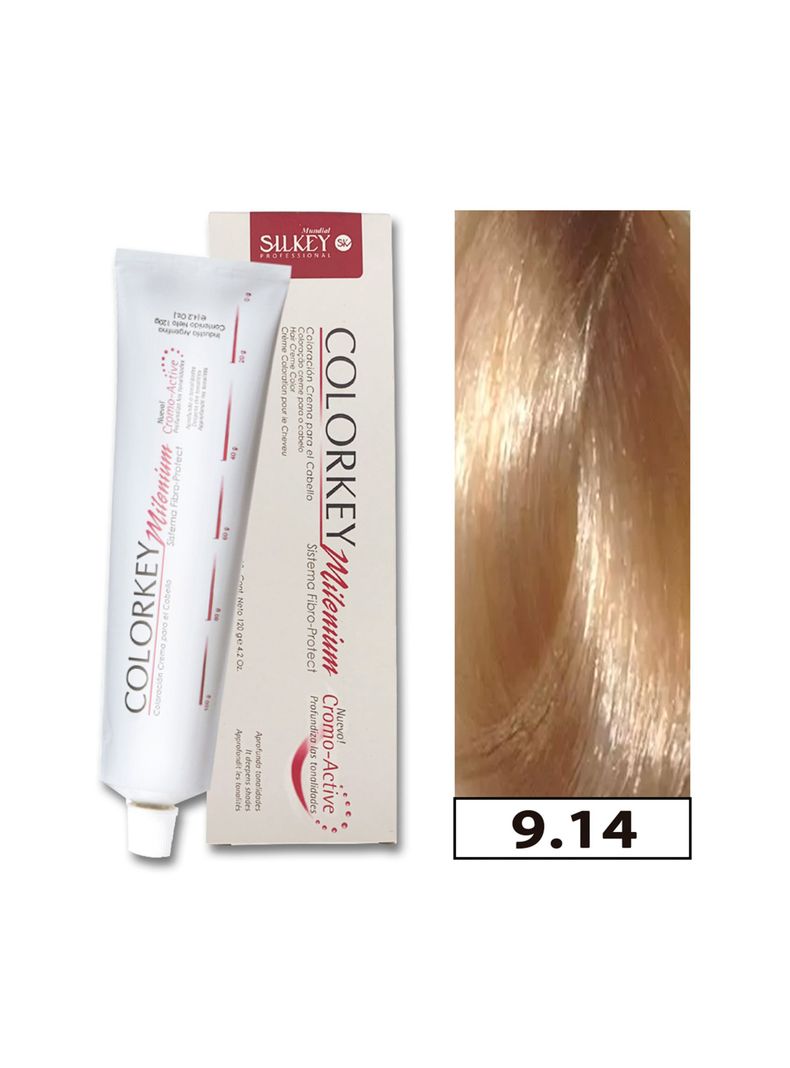 COLORKEY MILENIUM - Tintura Permanente en crema Silkey 120GR  - 9.14 Rubio extra Claro Coffee-0