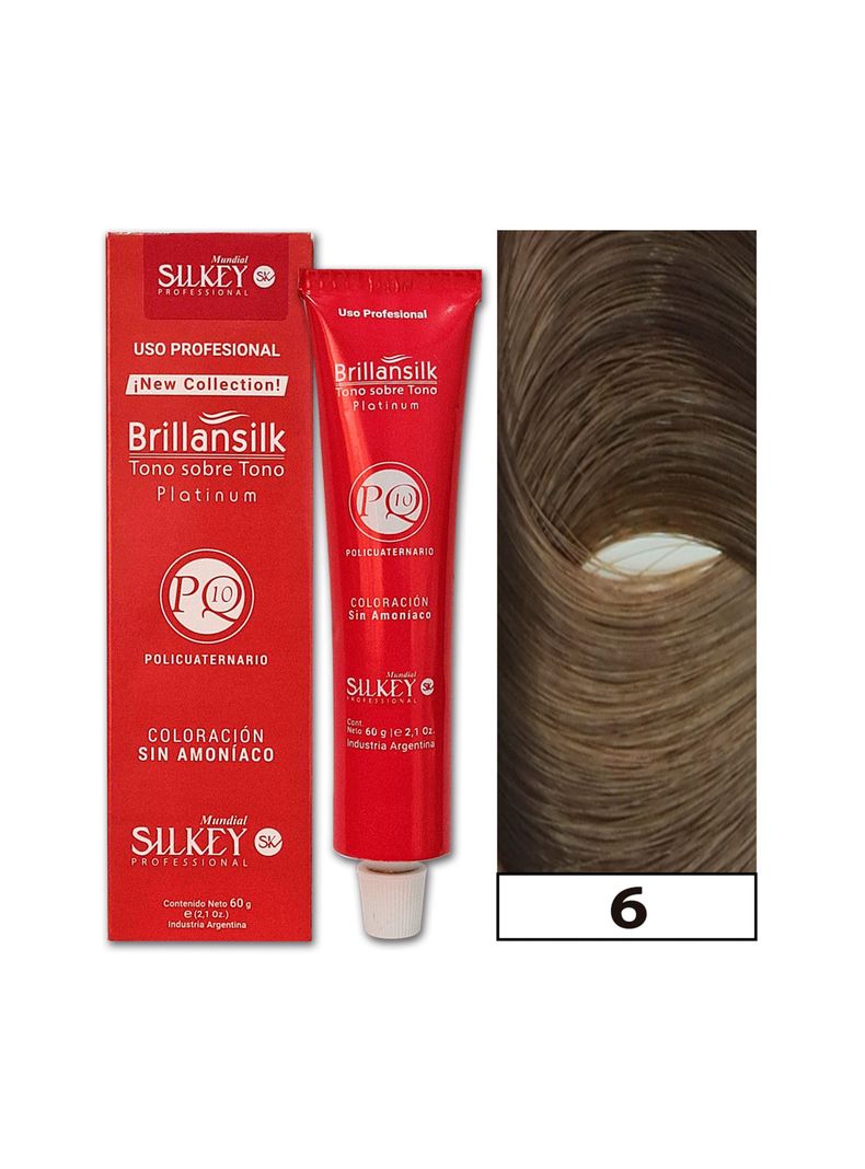 BRILLANSILK - Tintura Tono - Tono Sin Amoníaco Silkey 60g  - 6 Rubio Oscuro Natural-0