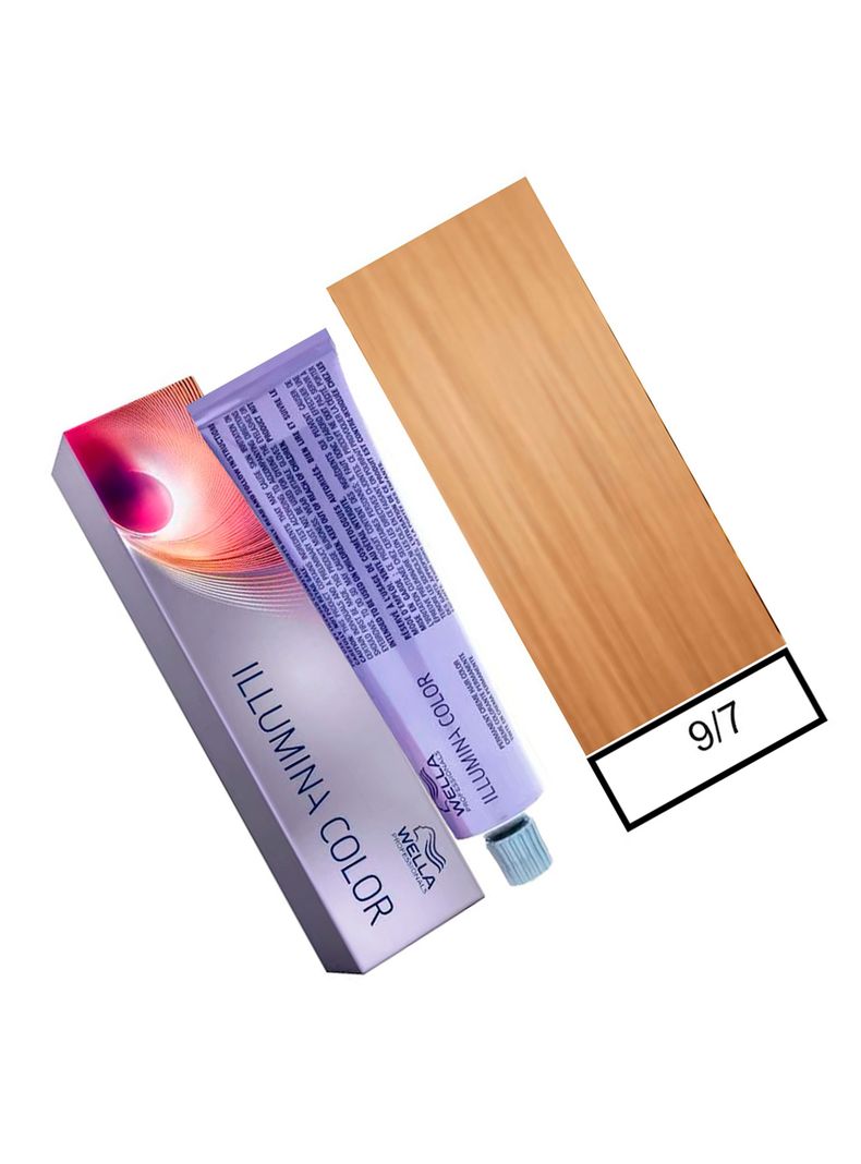 WELLA - Tintura permanente illumina color 9/7 Rubio Muy Claro Marrón 60 ml + Oxidante-1