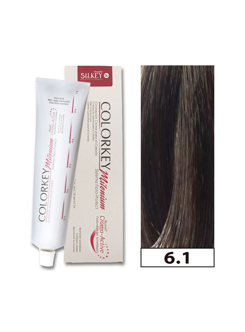 COLORKEY MILENIUM - Tintura Permanente en crema Silkey 120GR  - 6.1 Rubio Oscuro Ceniza-0