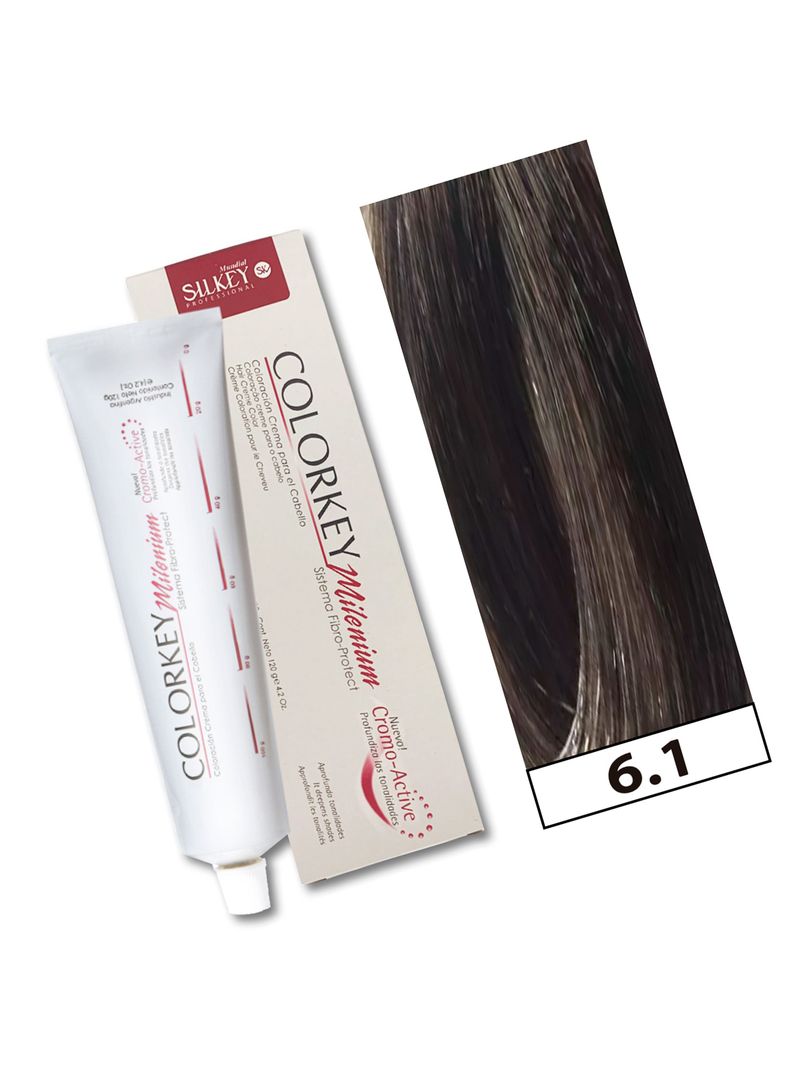 COLORKEY MILENIUM - Tintura Permanente en crema Silkey 120GR  - 6.1 Rubio Oscuro Ceniza-1