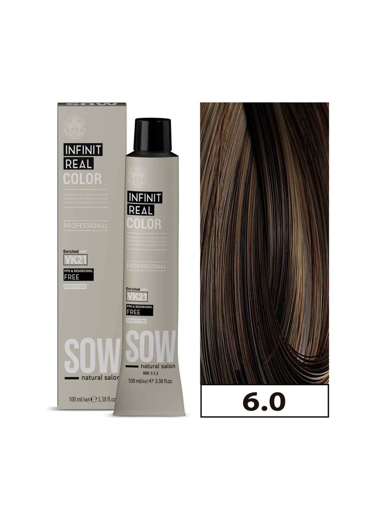 SOW - Tintura Permanente Bajo Amoniaco VK21 100ml + Oxidante - 6.0 RUBIO OSCURO-0