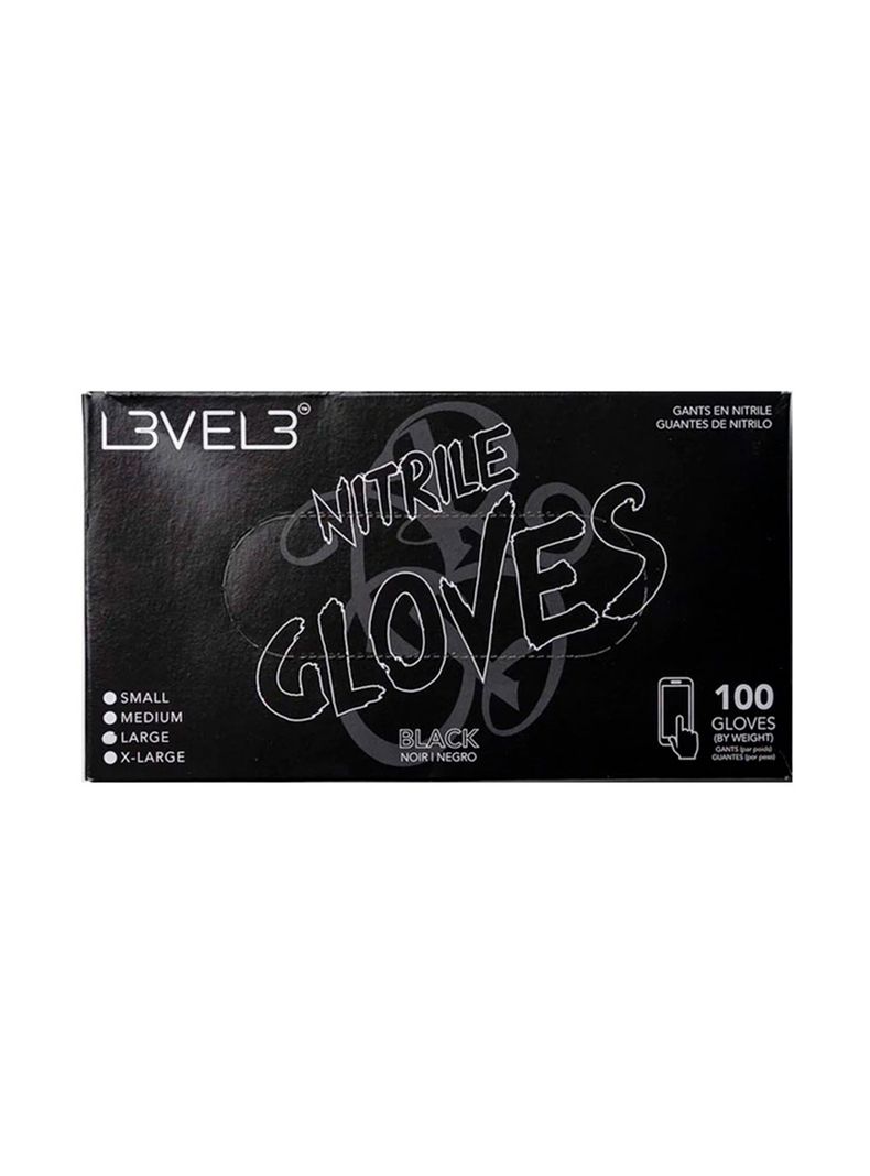Caja Guantes De Nitrilo Level3 Negro Talla L 100 Unidades-0