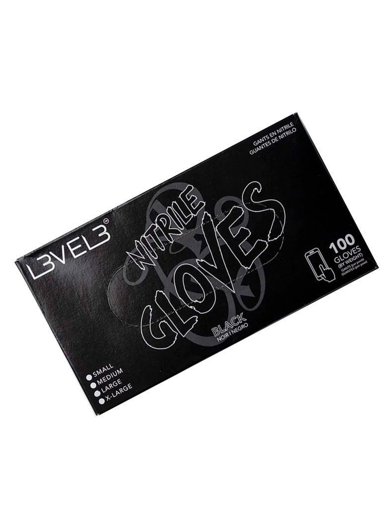 Caja Guantes De Nitrilo Level3 Negro Talla L 100 Unidades-1