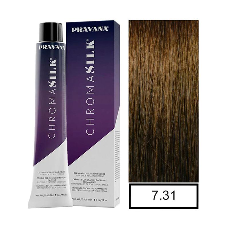 PRAVANA - Tintura Permanente Chromasilk Rubio Dorado Ceniza 7.31 90Ml + Oxidante-0