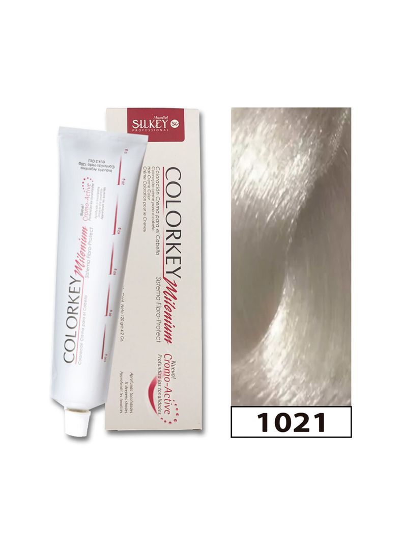 COLORKEY MILENIUM - Tintura Permanente en crema Silkey 120GR  - 10.21 Nacarado Extra Aclarante-0