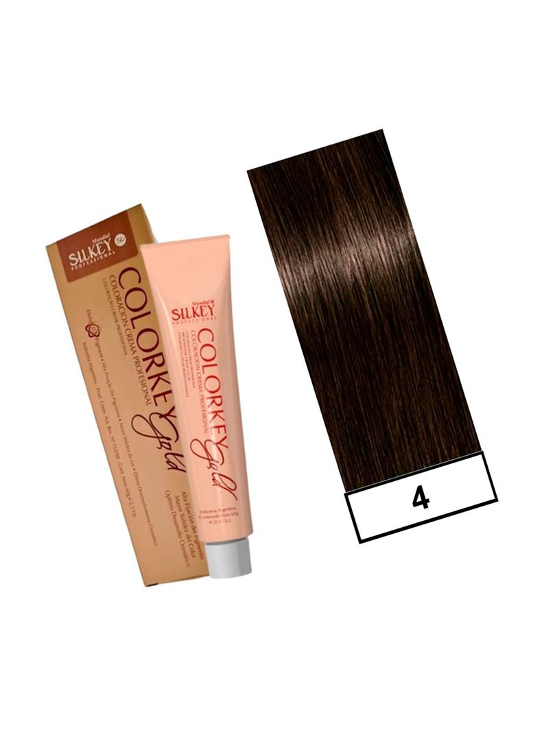 COLORKEY GOLD - Tintura Permanente Efecto 3D Pigment 60gr  - 4 Castaño Medio Natural-1