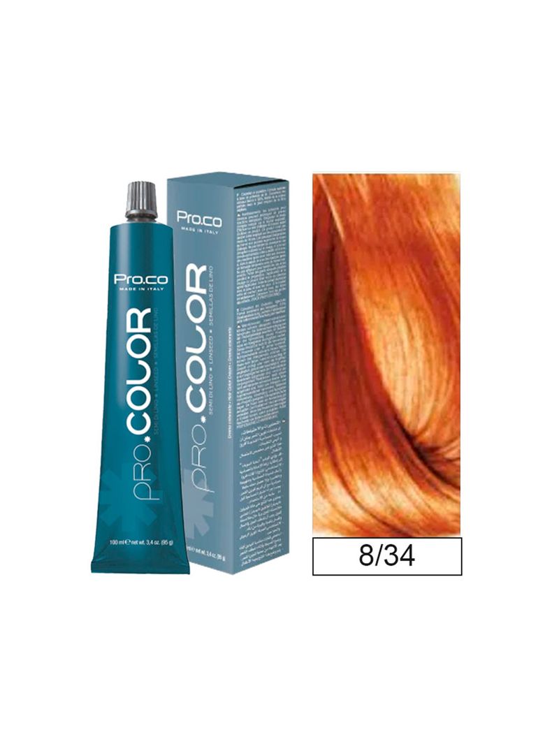 Tintura Permanente Pro.color BBcos  8/34 Rubio Claro Dorado Cobre 100ml-0