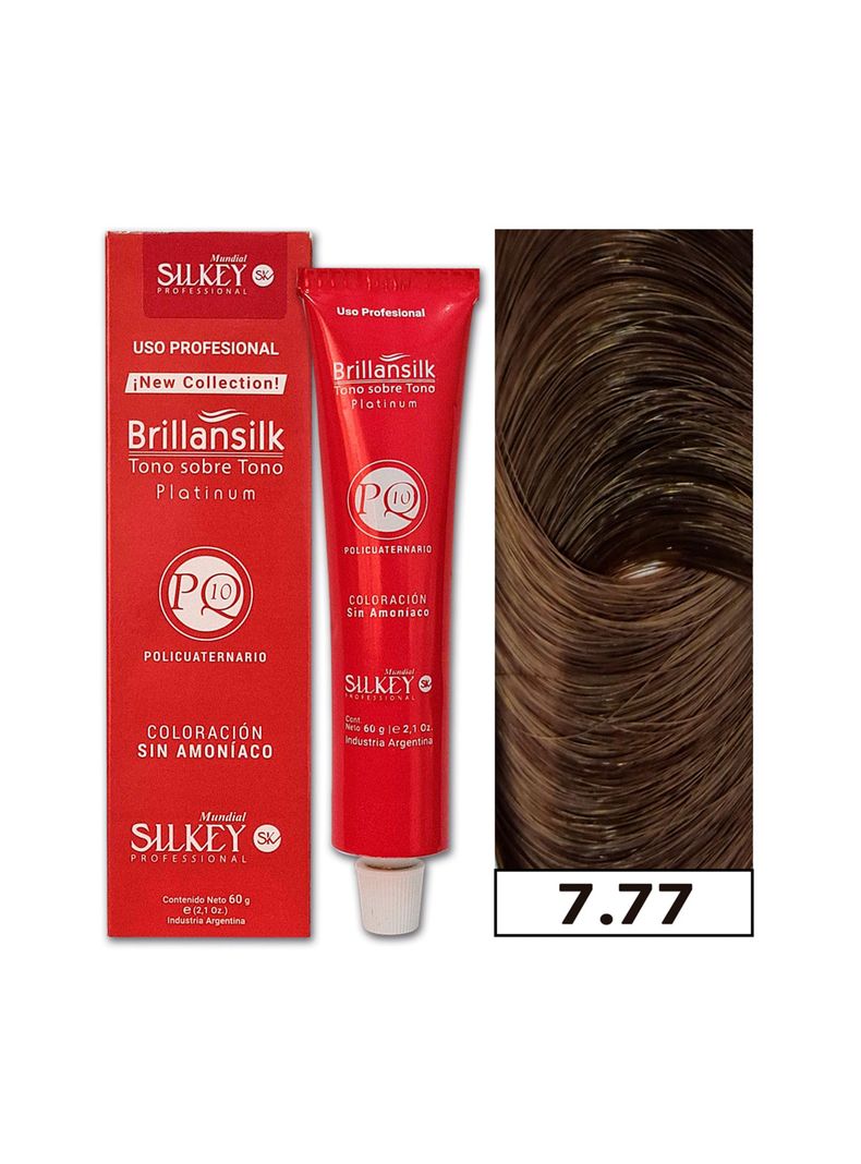 BRILLANSILK - Tintura Tono - Tono Sin Amoníaco Silkey 60g  - 7.77 Rubio Mediano Marrón Profundo-0