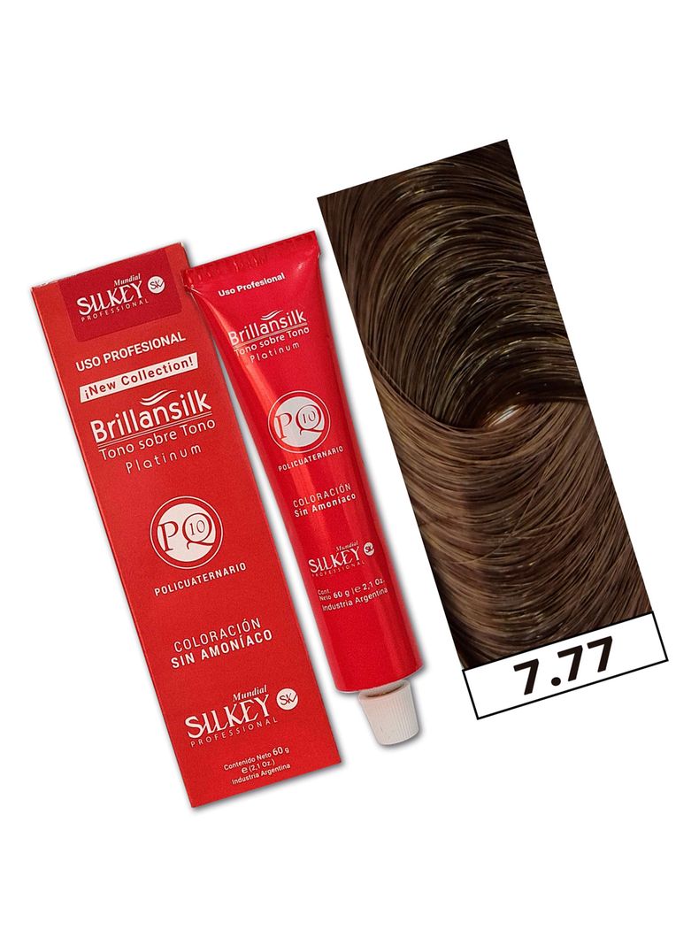 BRILLANSILK - Tintura Tono - Tono Sin Amoníaco Silkey 60g  - 7.77 Rubio Mediano Marrón Profundo-1