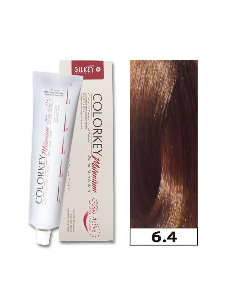COLORKEY MILENIUM - Tintura Permanente en crema Silkey 120GR  - 6.4 Rubio Oscuro Cobrizo-0