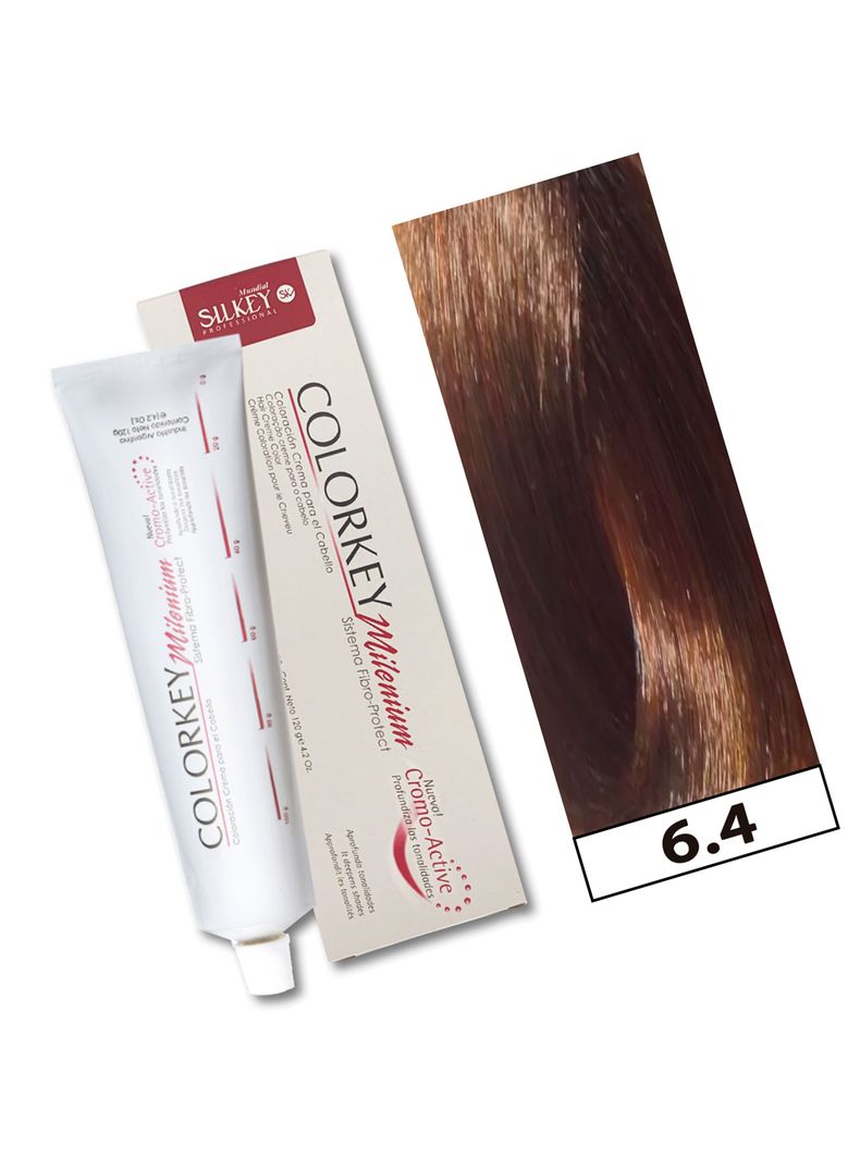 COLORKEY MILENIUM - Tintura Permanente en crema Silkey 120GR  - 6.4 Rubio Oscuro Cobrizo-1