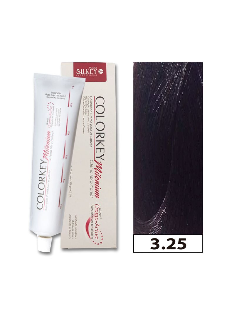 COLORKEY MILENIUM - Tintura Permanente en crema Silkey 120GR  - 3.25 Ciruela-0