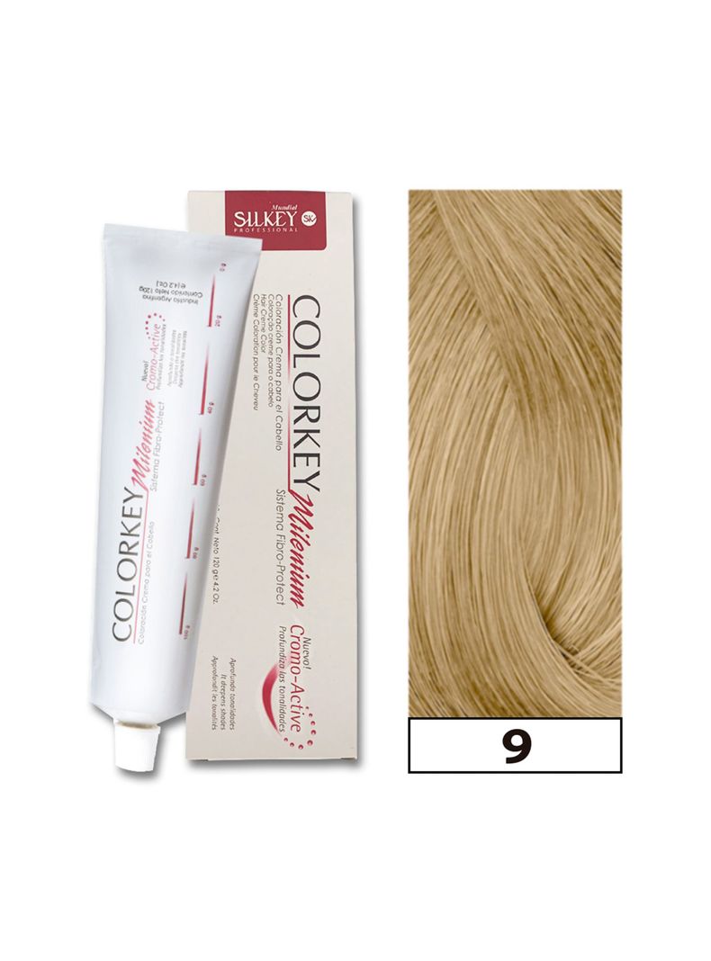 COLORKEY MILENIUM - Tintura Permanente en crema Silkey 120GR  - 9 Rubio Extra Claro Natural-0
