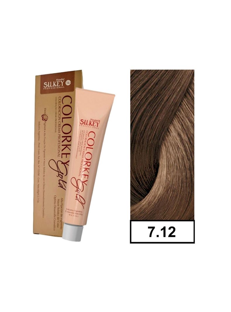 COLORKEY GOLD - Tintura Permanente Efecto 3D Pigment 60gr  - 7.12 Rubio Medio Ceniza Nacarado-0