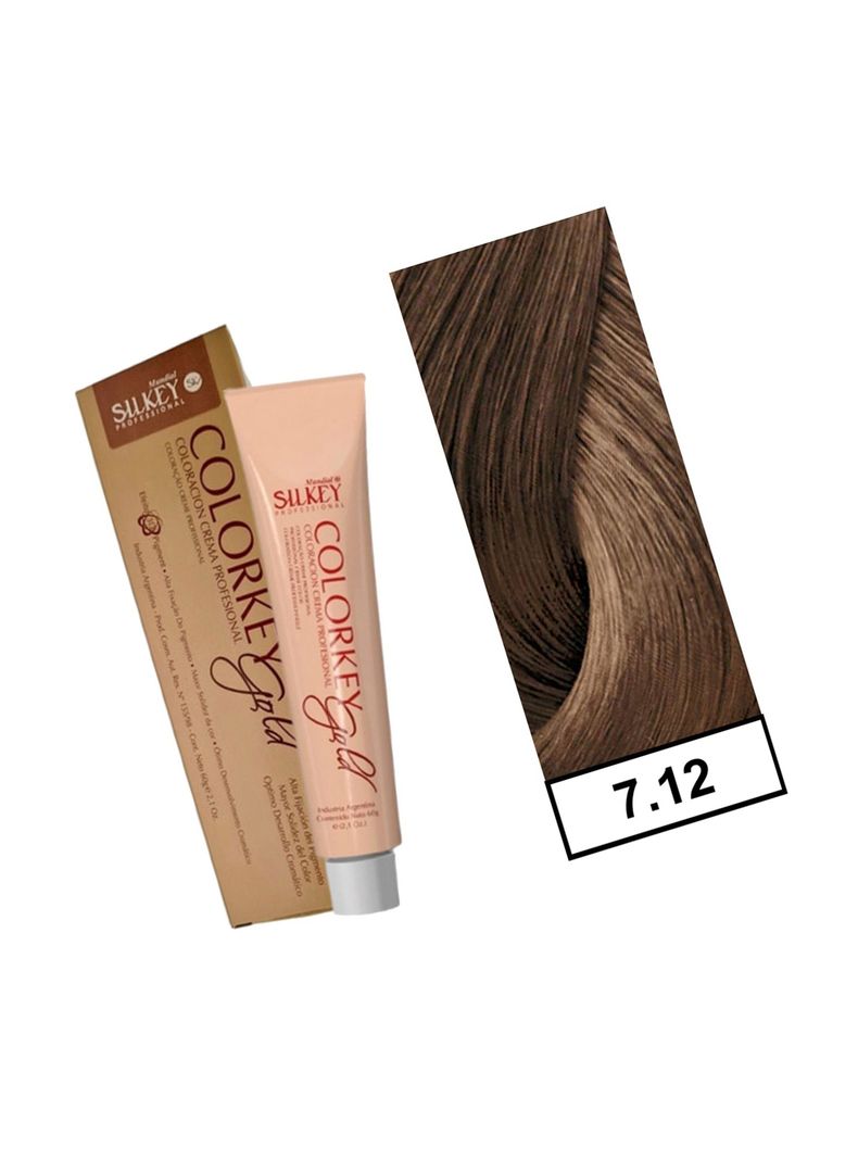 COLORKEY GOLD - Tintura Permanente Efecto 3D Pigment 60gr  - 7.12 Rubio Medio Ceniza Nacarado-1