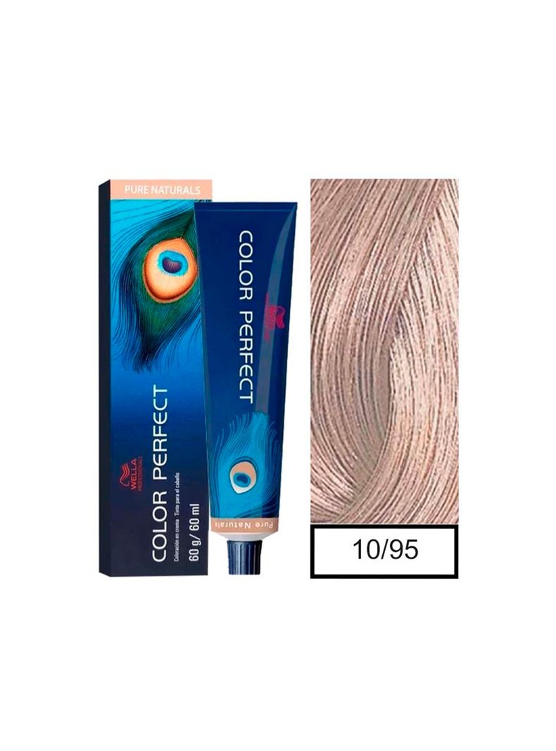 WELLA-tintura permanente color perfect 10/95 rubio ultra claro cendre caoba 60gr + oxidante 20vol 60ml-0