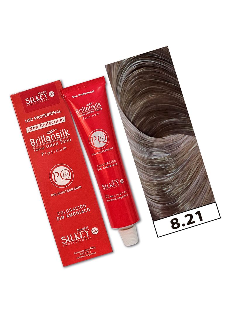 BRILLANSILK - Tintura Tono - Tono Sin Amoníaco Silkey 60g  - 8.21 Rubio Claro Nacarado Ceniza-1