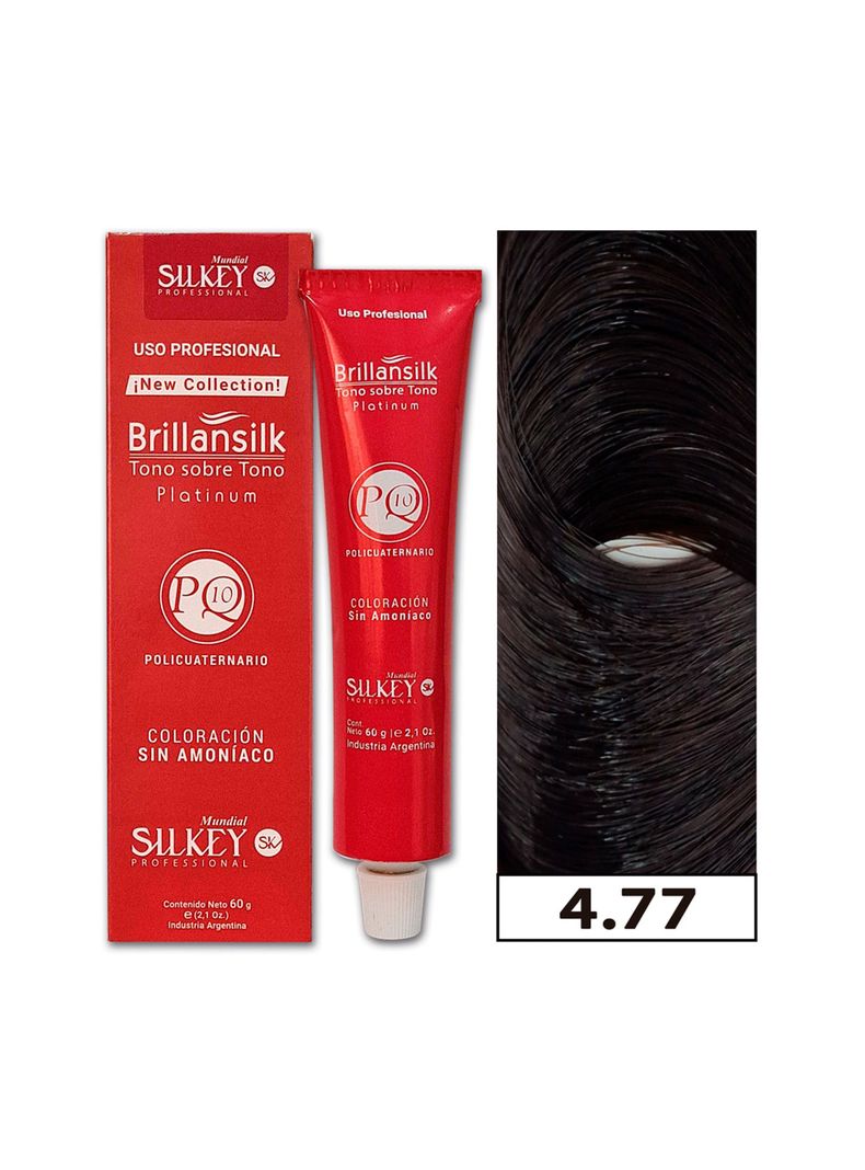 BRILLANSILK - Tintura Tono - Tono Sin Amoníaco Silkey 60g  - 4.77 Castaño Mediano Marrón Profundo-0