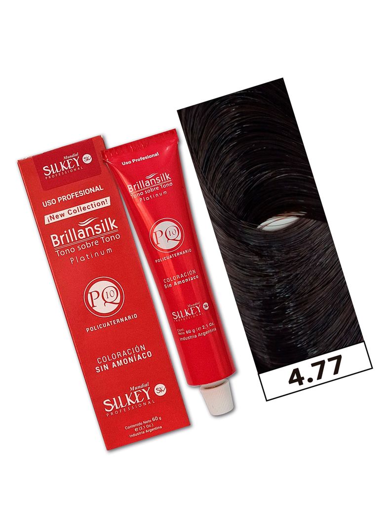 BRILLANSILK - Tintura Tono - Tono Sin Amoníaco Silkey 60g  - 4.77 Castaño Mediano Marrón Profundo-1